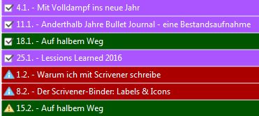Farbige Labels in Scrivener