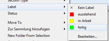 Labels im Ampelschema, um Projektfortschritt in Scrivener zu zeigen